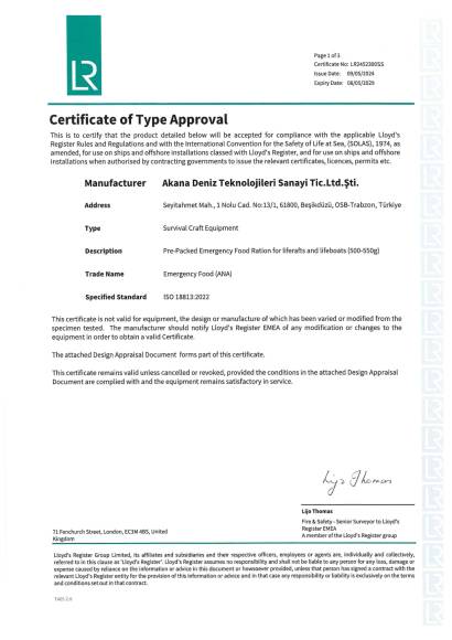 Food SAS Certificate