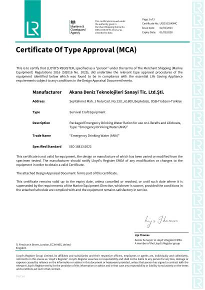 Water MCA Certificate