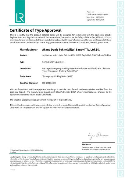 Water SAS Certificate