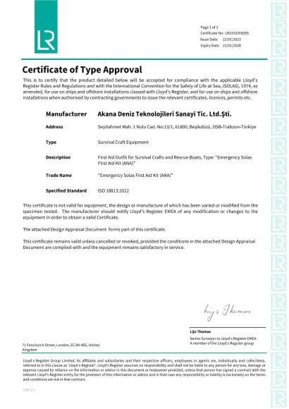 First Aid Kit Certificate